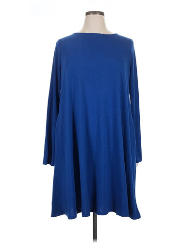 Zenana Premium Women Blue Casual Dress 1X Plus