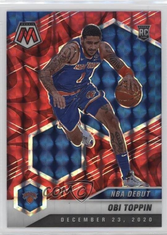2020 Panini Mosaic NBA Debut Reactive Red Prizm Obi Toppin #273 Rookie RC 02v3