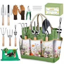 Gardening Tools Set for Women 29Pcs Heavy Duty Garden Hand Tools Set with Flo...