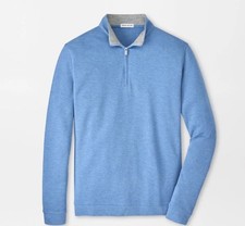 Peter Millar Crown Comfort 1/4 Zip Men s Size XL Blue Golf Pullover Preppy