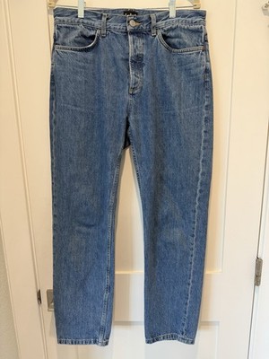 Asket Men's Blue Denim Jeans Straight Leg Regular Fit Cotton Made in Italy