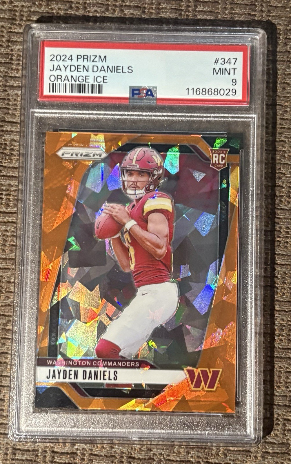 2024 Panini Prizm - Rookies Jayden Daniels #347 Orange Ice Prizm (RC) PSA 9
