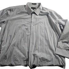 Valentino Shirt Mens 20 34/35 Blue Stripe Long Sleeve Dress Button Front Italy