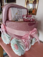 Windelgeschenk Kinderwagen zur Geburt/Taufe oder Geburtstag, Junge o. Mädchen 