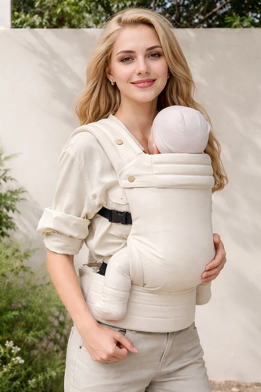 Mabē inspired Monarch Baby Carrier Beige Ergonomic Hand Free Luxury Wrap