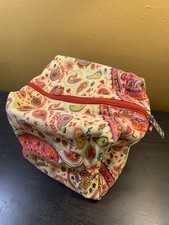 Make Up Bag Small Multicolored Paisley And Floral Lined 7  X 9  