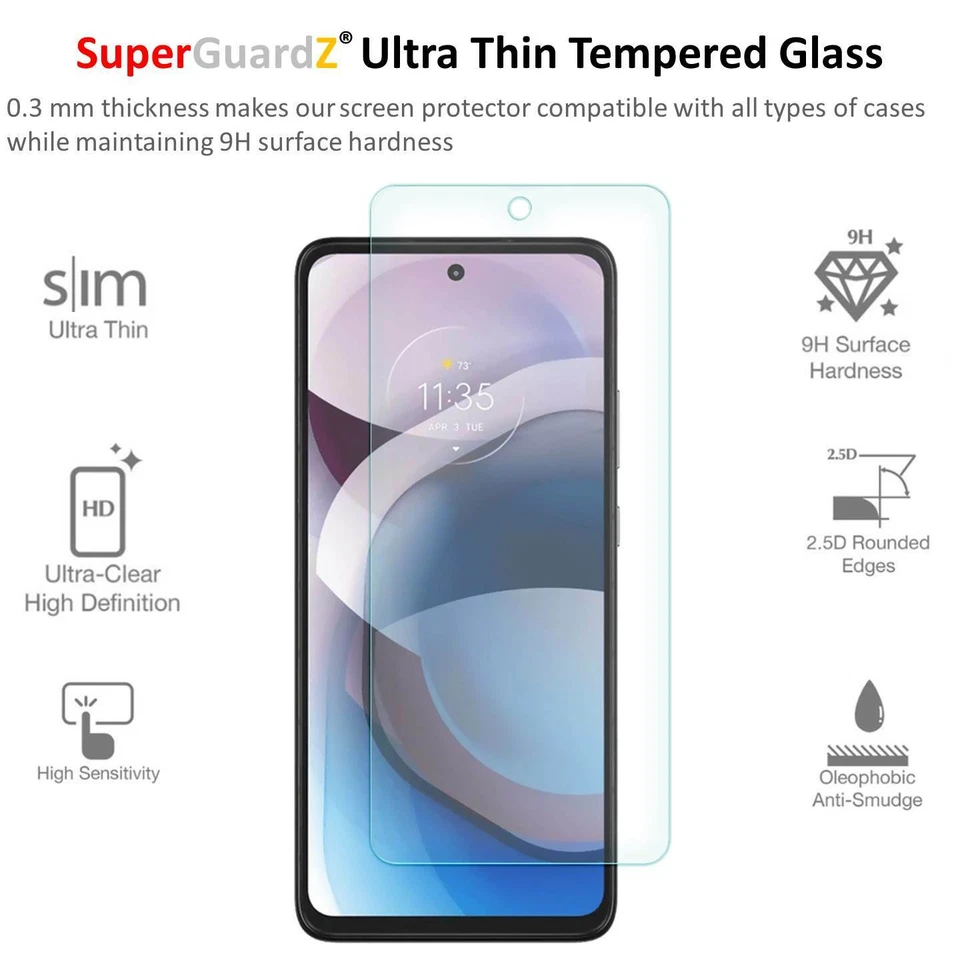 Protector de pantalla de vidrio templado SuperGuardZ para Motorola Moto G 5G / One 5g Ace Foto 3 de 4