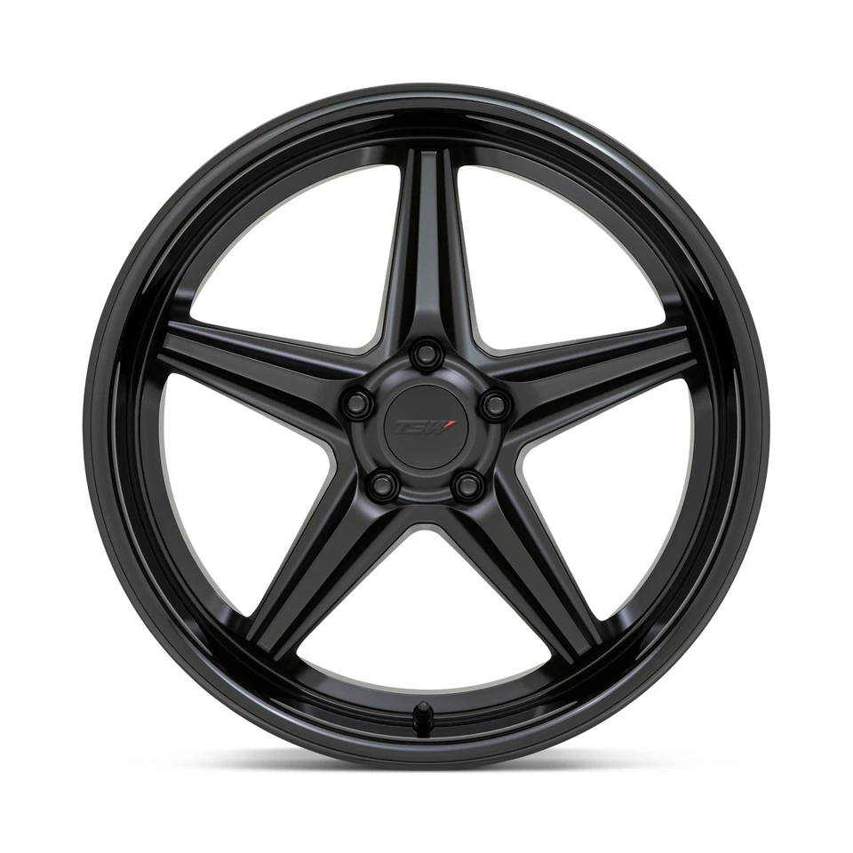 TSW Launch 19x9.5 5x112 Matte Black With Gloss Black Lip Wheel 19" 40mm Rim Foto 3 de 4