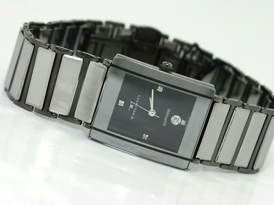 NEW TAVAN MASON SWISS MADE BLACK DIAL MIRROR FINISH STEEL DIAMOND WATCH SAPPHIRE