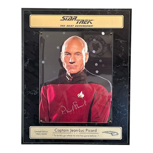 Star Trek The Next Generation Cpt. Jean-Luc Picard Signed Photo Plaque COA 1994 - 第 1/12 張圖片