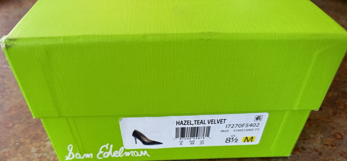 SAM EDELMAN WOMEN'S HAZEL TEAL VELVET HEELS POINTED TOE SIZE 8.5 NIB NWD - Picture 5 of 11