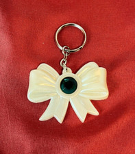 White Plastic Bow 2.25" x 1.75" Keychain Key Chain