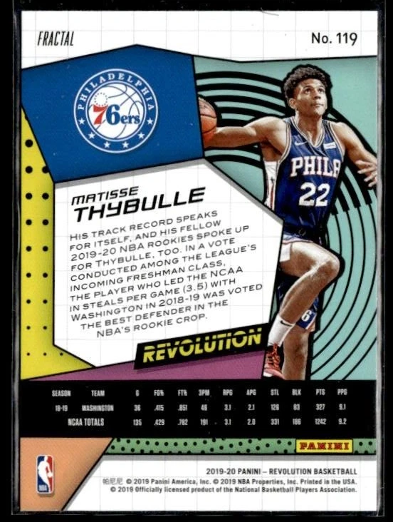 2019-20 Panini Revolution Fractal #119 Matisse Thybulle RC  BK01R01I - Image 2 of 2