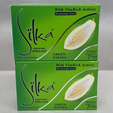 Silka Whitening Herbal Green Papaya Soap with VitaRich Actives 135g 2 pack
