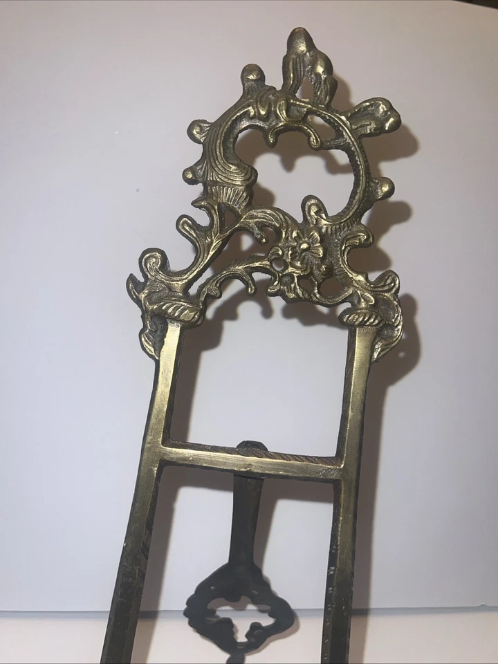 Antiguo caballete de libro de latón vintage soporte de música bíblica mesa Foto 3 de 4