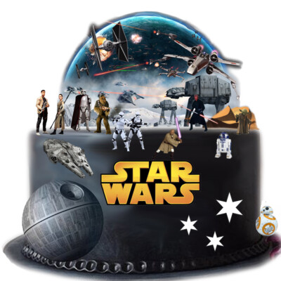 Cake Topper Szene Star Wars Aufsteller Essbar Oblate Papier Deko