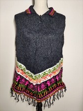 Alpaka Poncho Umhang Herren Damen Unisex Alpaca Lama Peru Strickjacke Wolle *955