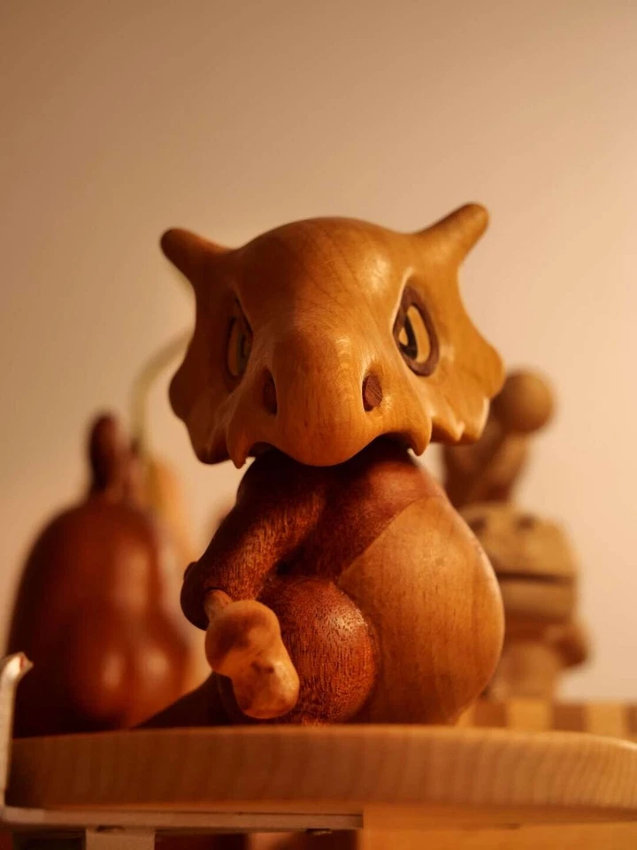 Handcrafted Wooden Cubone Figurine- Pokemon- Inspired Decorative Collectible - Image 4 of 4
