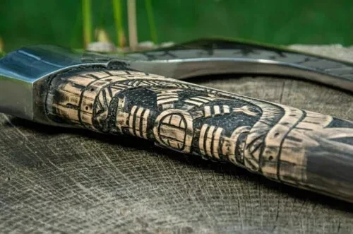 Топор викингов EDC Tomahawk на заказ ручной из углеродистой стали лезвие топор викингов с футляром, - Изображение 3 из 4