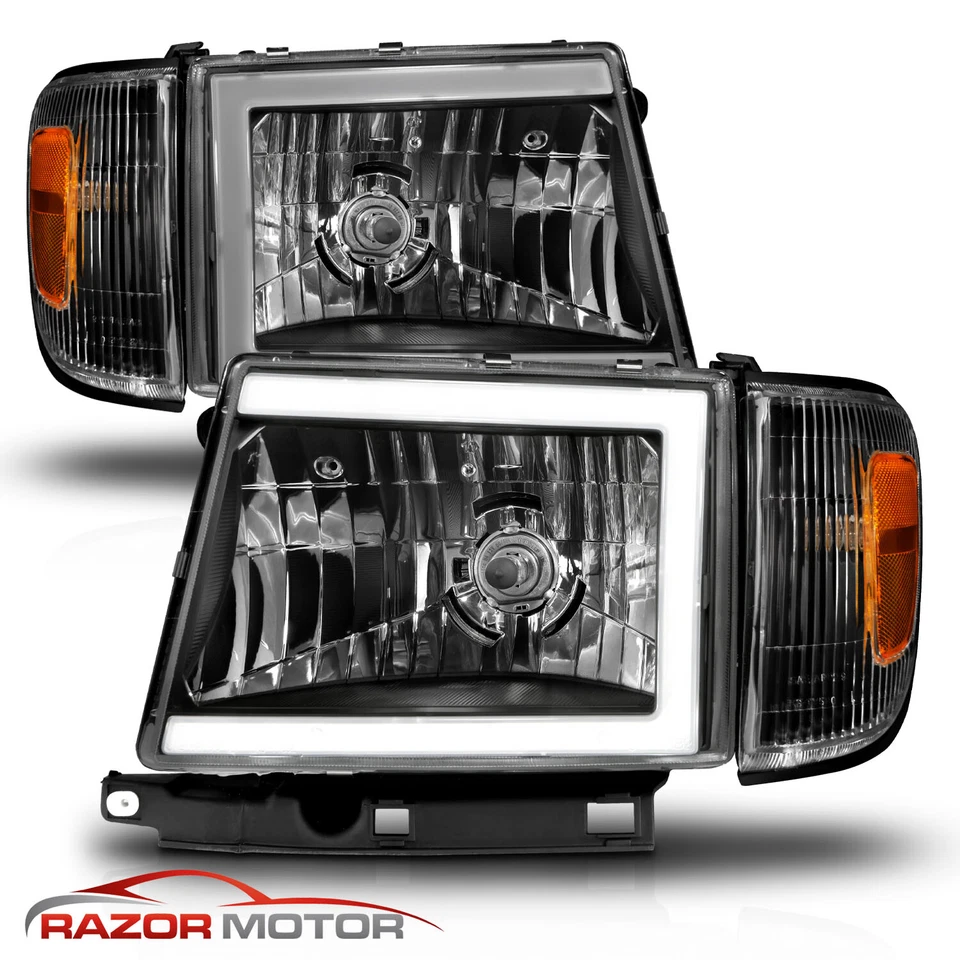 Juego de faros barra de luz LED 1997-2000 2x2 negro C para Toyota Tacoma Foto 3 de 4