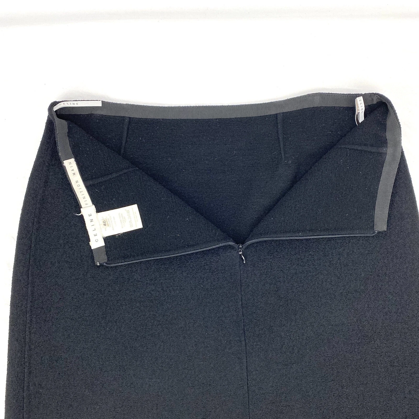 CELINE Gonna al ginocchio Céline in misto lana e nylon nera lunghezza al ginocchio taglia EU 40 US 8 10