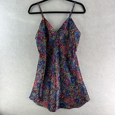 Erika Taylor Intimates Womens Vintage Floral Silky Slip Dress Chemise Sz L