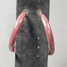 Large Hoop Earrings Brown Metal Mid Century Modernist Boho Pierced 2.75"