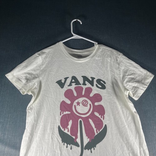 Vans Vacate T-Shirt Boys Size M Cream Cotton Floral Print Short Sleeve Pullover - Picture 2 of 11