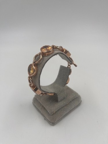 Coolook Citrine Cabochon and ligth gold Vermeil Silver bracelet - Picture 2 of 12