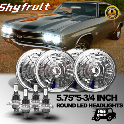 4PCS 5.75'' 5-3/4'' LED Headlights Hi/Lo Beam 6000k for Chevy Chevelle 1964-1970+