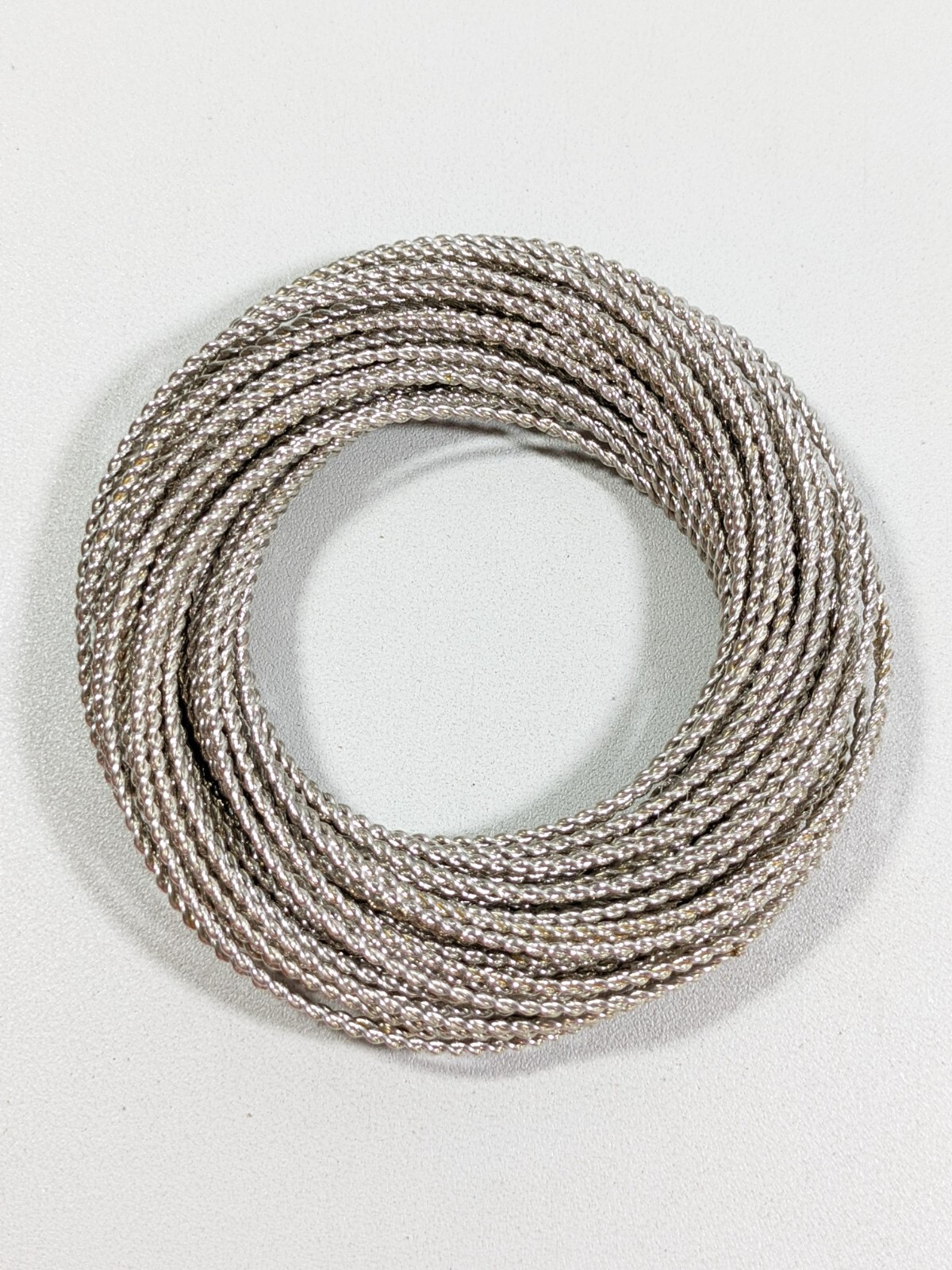 Silver Tone Textured Interlocking Multi Bangle Br… - image 1