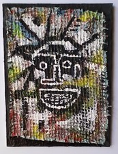 QUADRO DIPINTO SU TELA OMAGGIO BASQUIAT  MODERNA CONTEMPORANEA ARREDO ARTE CASA