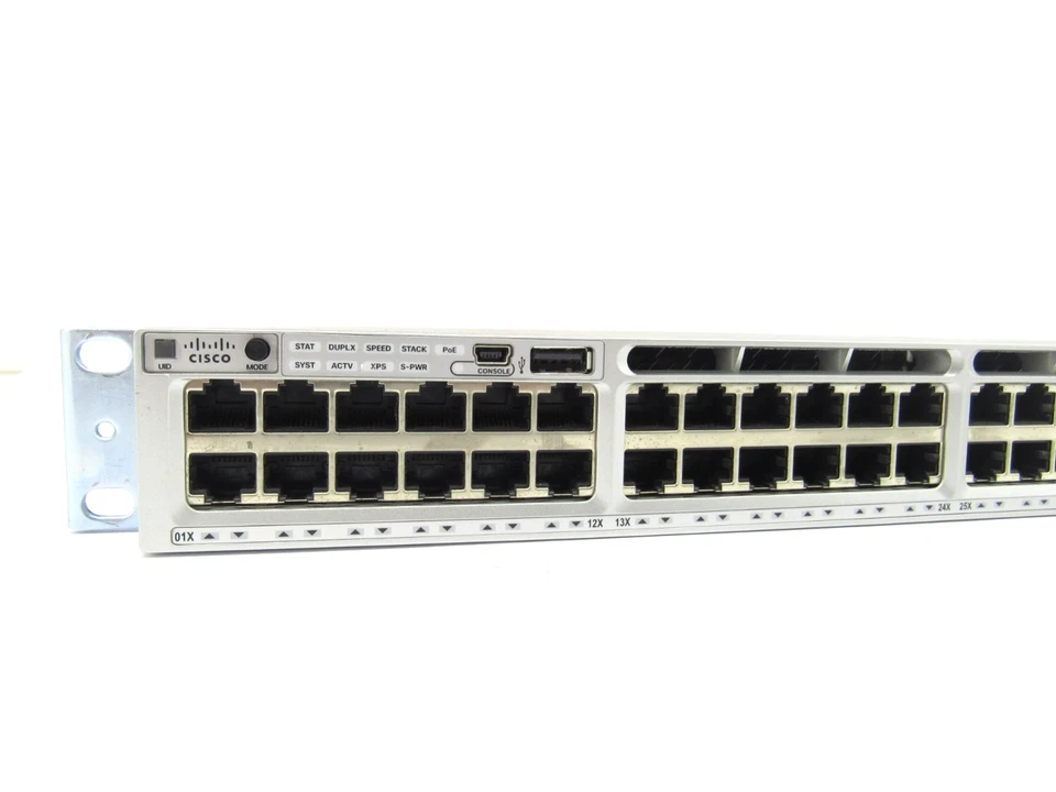 Cisco WS-C3850-12X48UL 48 Port 10/100/1000 Modular Gigabit Network Switch w/RMK - Image 3 of 4