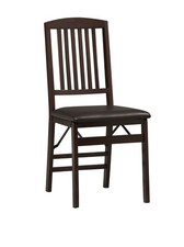 Linon Triena Mission Back Folding Dining Chairs, Set of 2, Merlot, Faux Leather