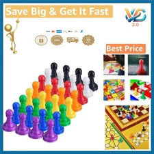 Hestya 32-Piece Colorful Plastic Game Pawns for Board Games New