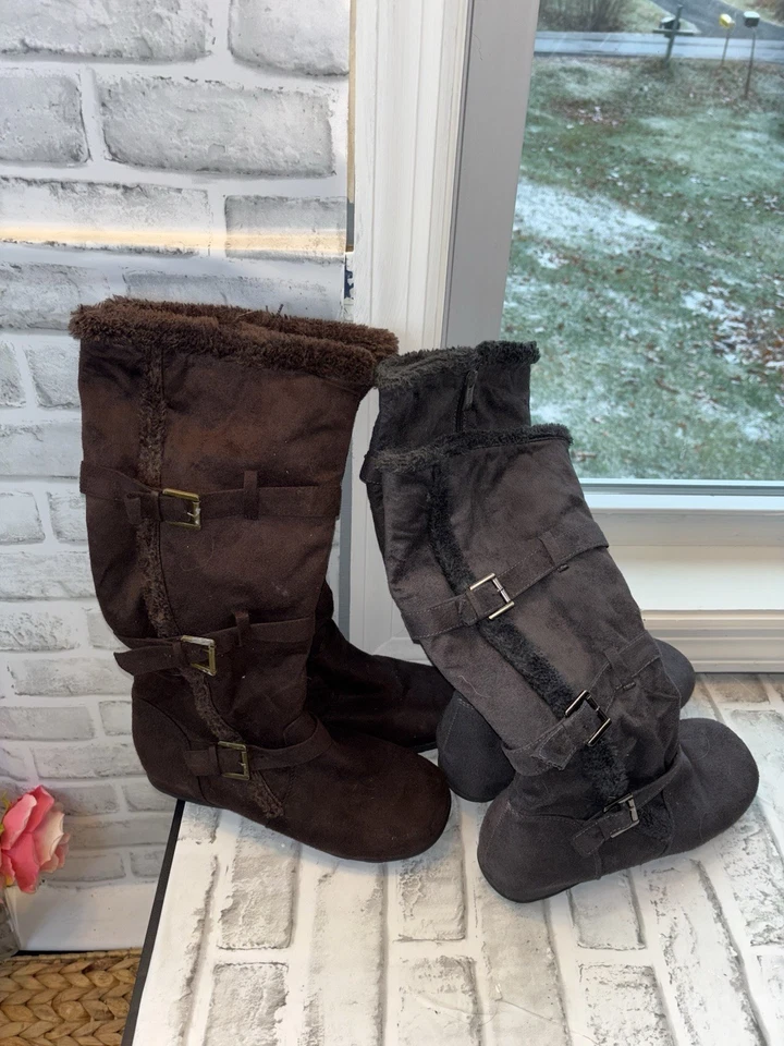 Botas hasta la rodilla Wanted Weaver para mujer, 2 pares, grises y marrones talla 7 Foto 3 de 4