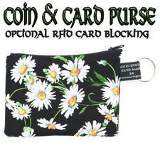 Daisy Flower Coin Card Purse OPTIONAL RFID Protection stocking filler Floral