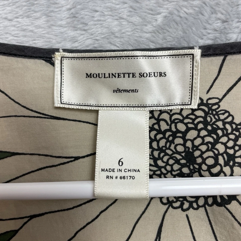 Платье женское Moulinette Soeurs Dandy Daisy 6 зеленое цветочный узор шелковая смесь V-образный вырез - Изображение 3 из 4