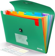 Accordian File Organizer 7 Pocket Expanding File Folder with Labels, Plastic Exp