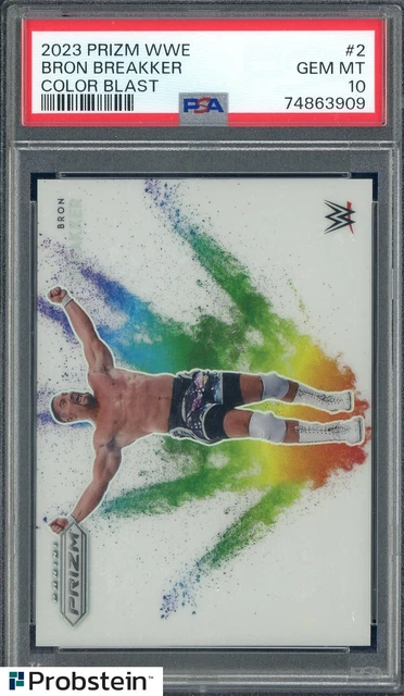 2023 Panini Prizm WWE Wrestling Color Blast #2 Bron Breakker SSP CASE HIT PSA 10