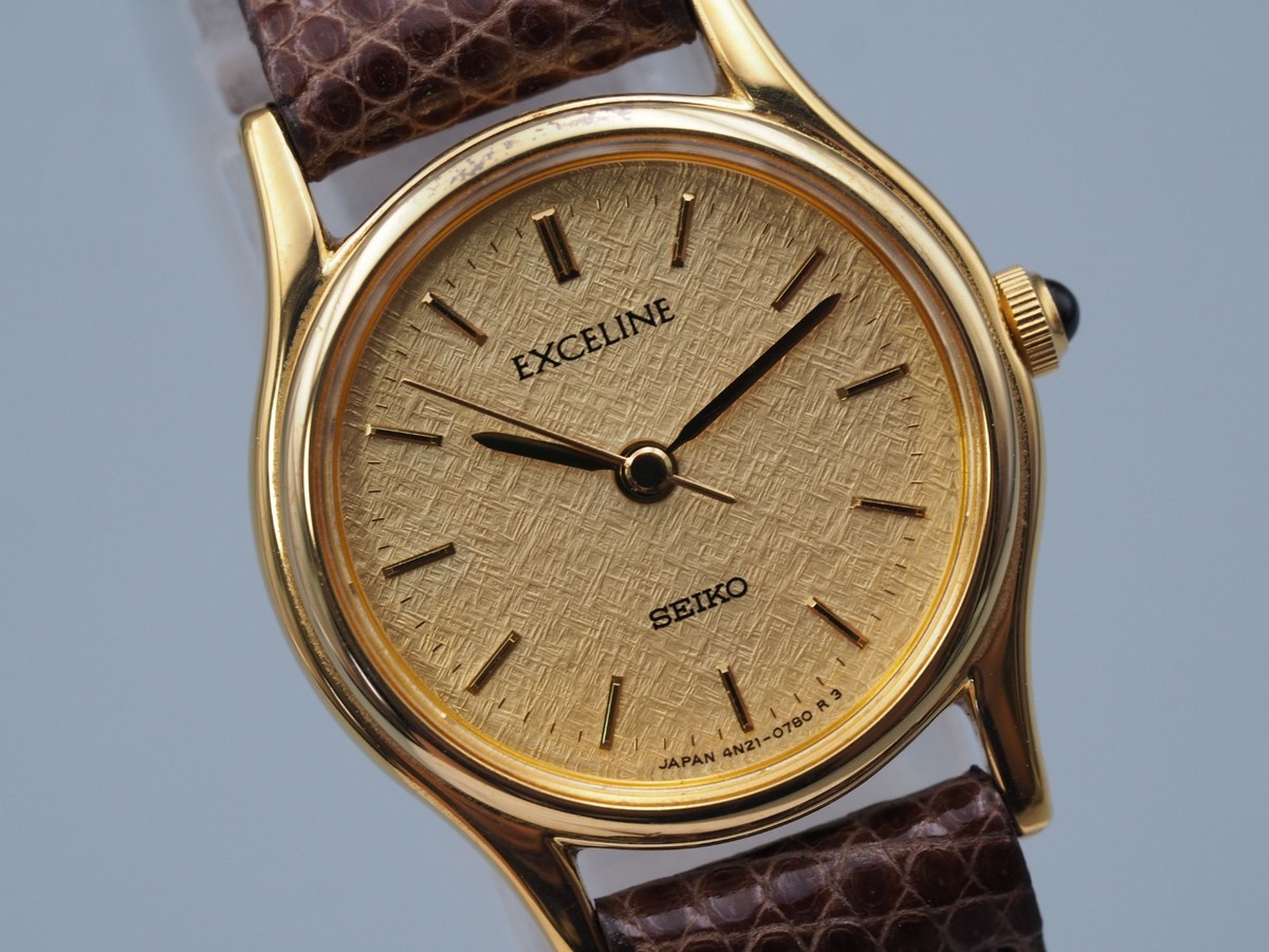 Mint* Seiko Exceline 4N21-0390 Gold Dial Round Quartz Women