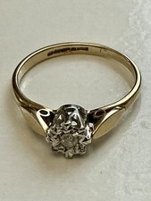 OR BLANC ET JAUNE, BEAU DIAMANT, ANCIENNE BAGUE SOLITAIRE, Poinçon DIA