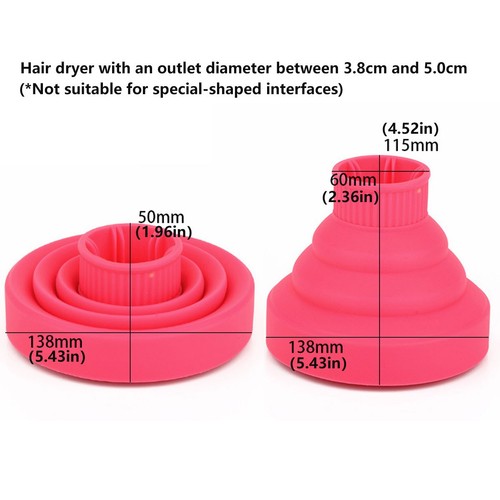 Silicone Hair Dryer Travel Professional Salon Foldable Diffuser Blow Dryer Tool - Picture 6 of 25