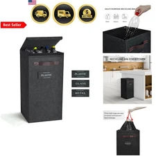 Recycling Bin for Kitchen Indoor Recycling Bin with Lid Grey 13 Gallon