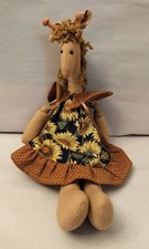 Vintage Giraffe Plush Stuffed Animal Toy Wearing Dress 12