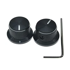  2pcs Aluminium Potentiometer Knobs 1/4" Universal Top Black with Indicator-2