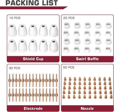 ARCCAPTAIN 110PCS PT31 Plasma Cutting Consumables Fit CUT-45 CUT50 CT-312 MIG205