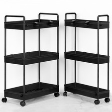 2 Packs 3 Tier Slim Storage Cart Bathroom Storage Organizer Rolling Utility Cart