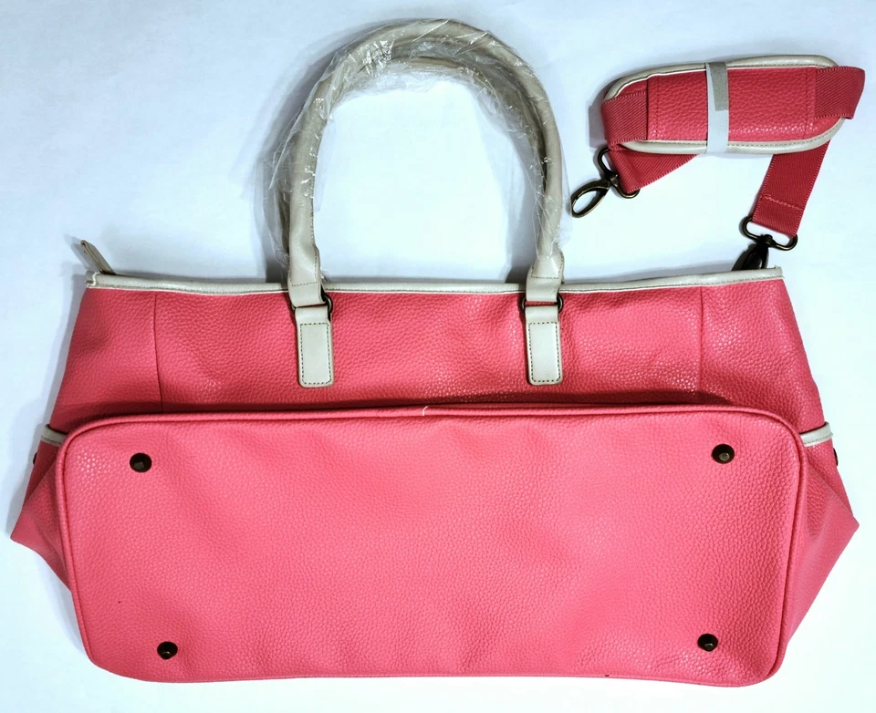 $120 Bolso de Viaje Nicole Miller Rosa con Forro Estampado de Leopardo de las Nieves Fin de Semana XL Foto 3 de 4