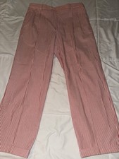 Vintage Berle Windsor Seersucker Red/White Pants Size 36 Made In USA